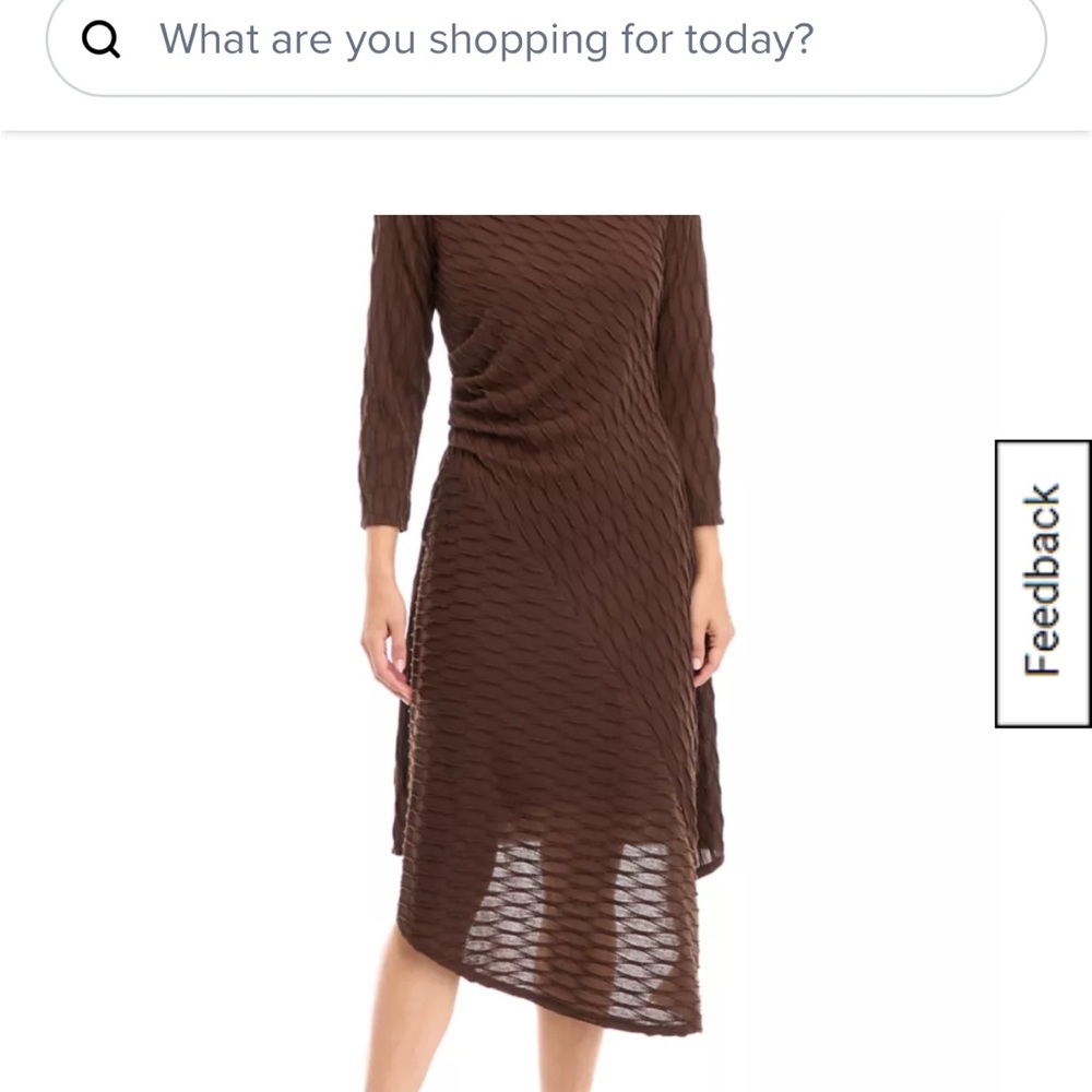 Signature by Robbie Bee Brown Textured Ruched Midi Dress - Size M